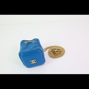 Vintage Chanel Blue Bucket Necklace Mini Bag GHW